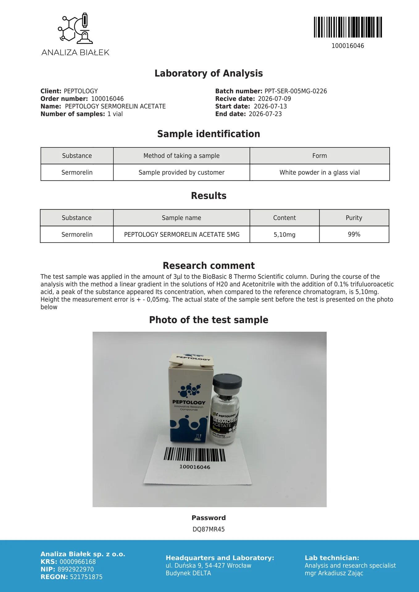 Sermorelin 5 mg – GHRH-Analogon (Stimulator des Wachstumshormon-Releasing-Hormons) – Bild 2
