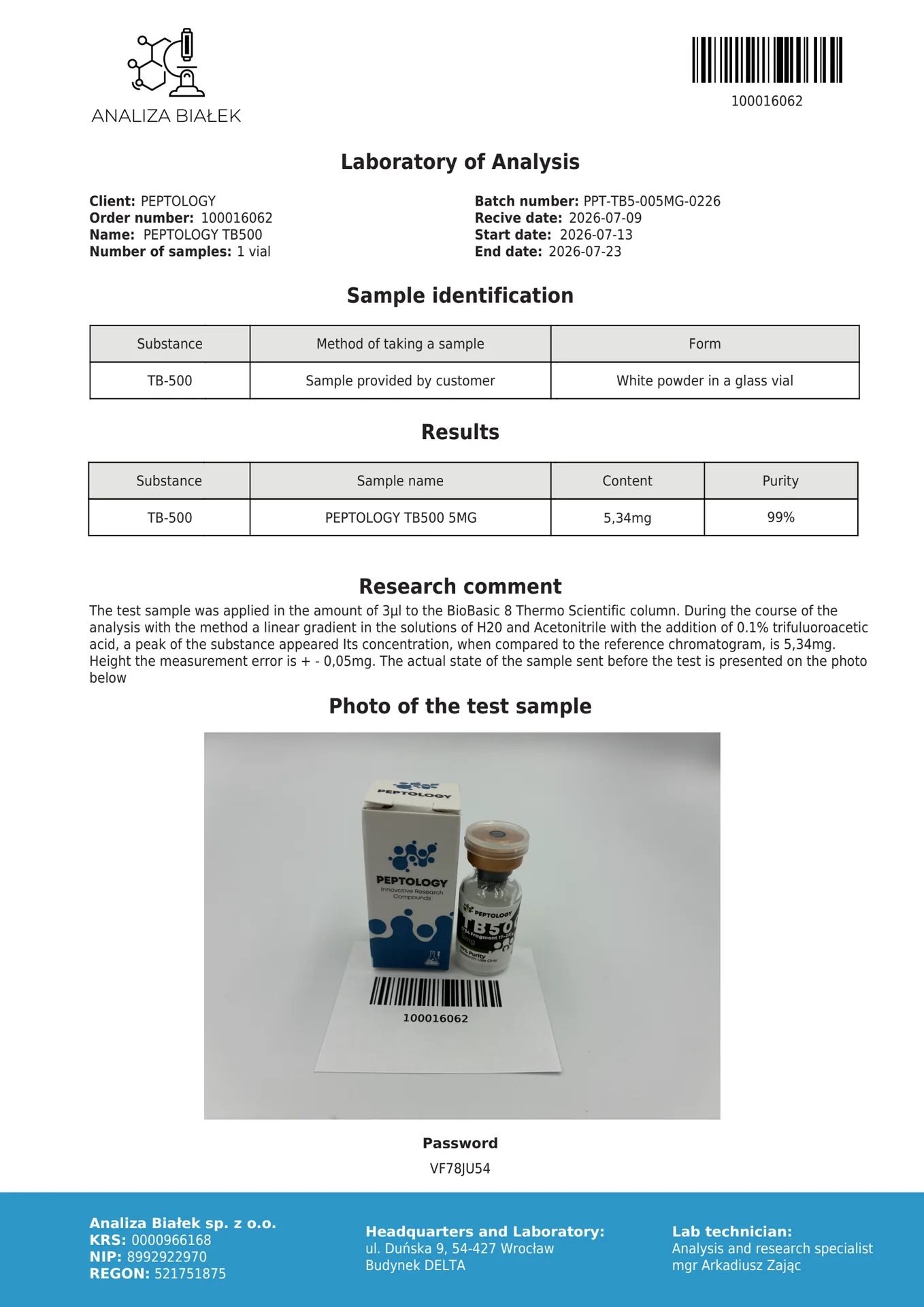 TB500 5 mg / 10mg – Thymosin-Beta-4-Fragment für die Laborforschung – Bild 2