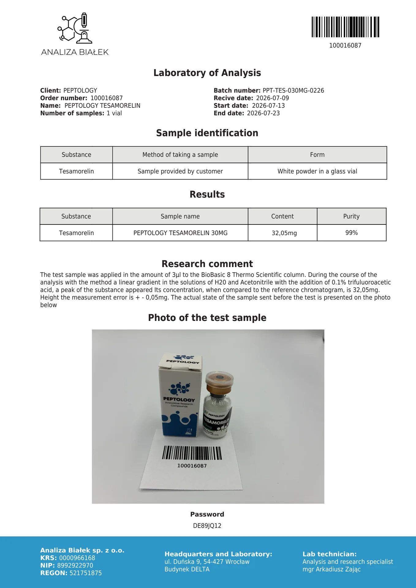 Tesamorelin 10mg/30mg – GHRH-Analogon für die Laborforschung – Bild 3