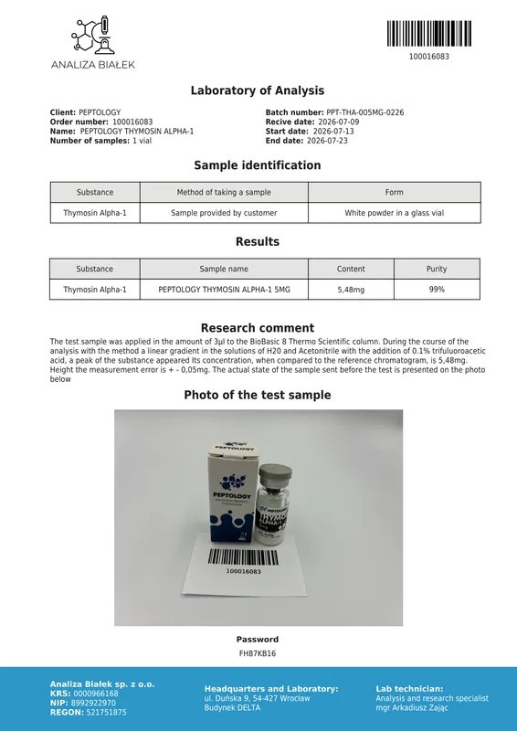 Thymosin Alpha-1 5 mg – Thymuspeptid für die Laborforschung – Bild 2